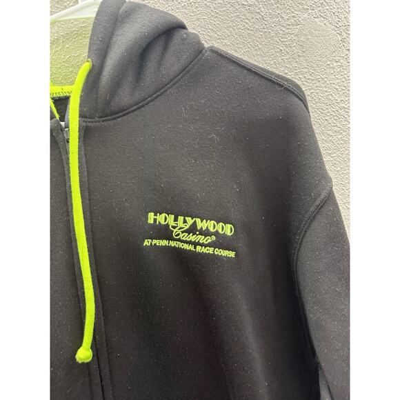 Tipsy Jacket Large Black Zip Up Hooded Hollywood Casino Penn National Fleece - Picture 2 of 12